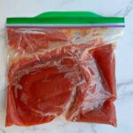 frozen pasta sauce in ziplock bag.