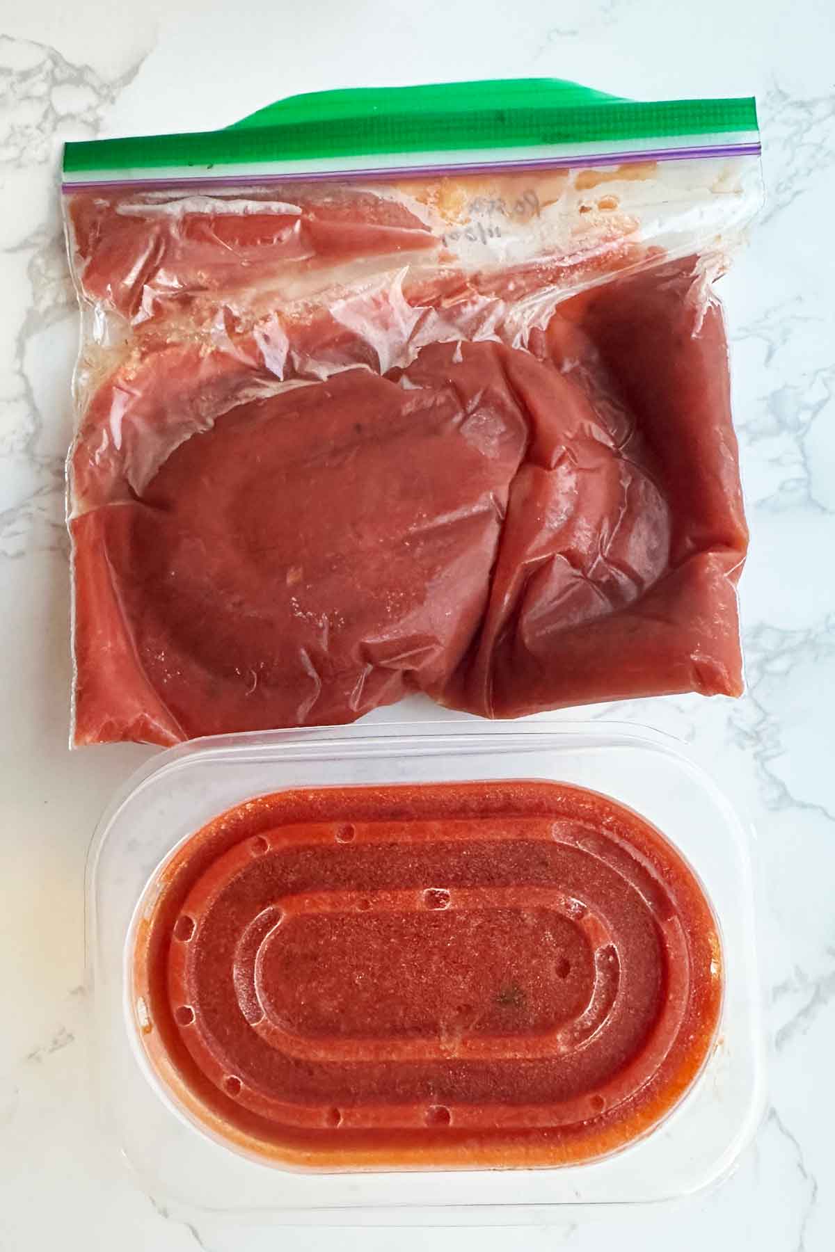 frozen pasta sauce.