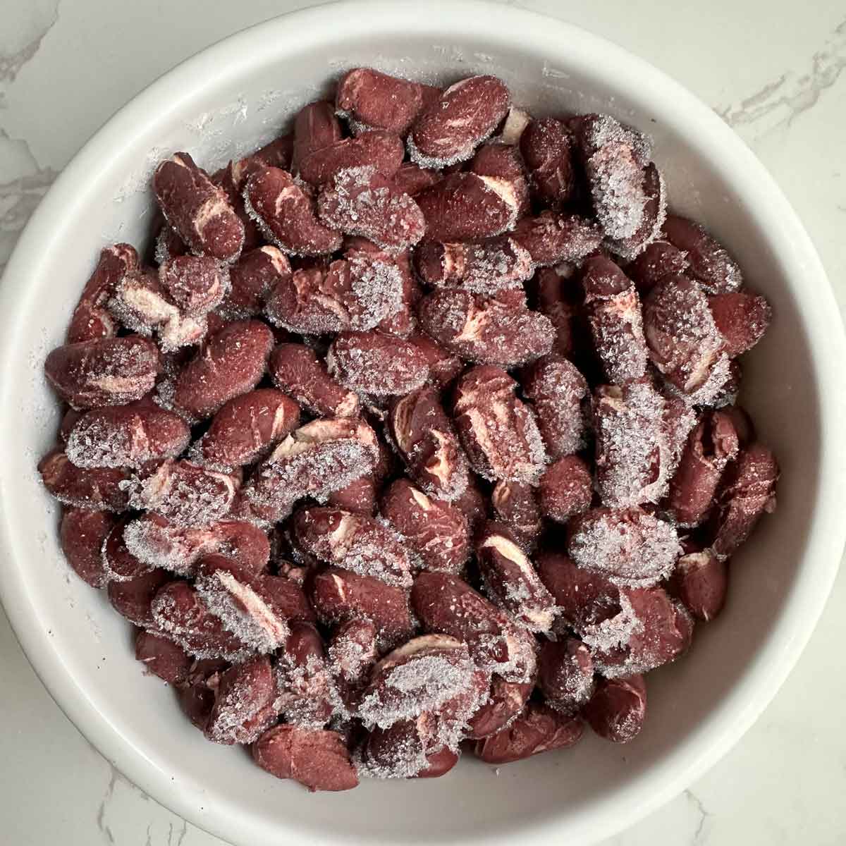 frozen rajma beans in a container.