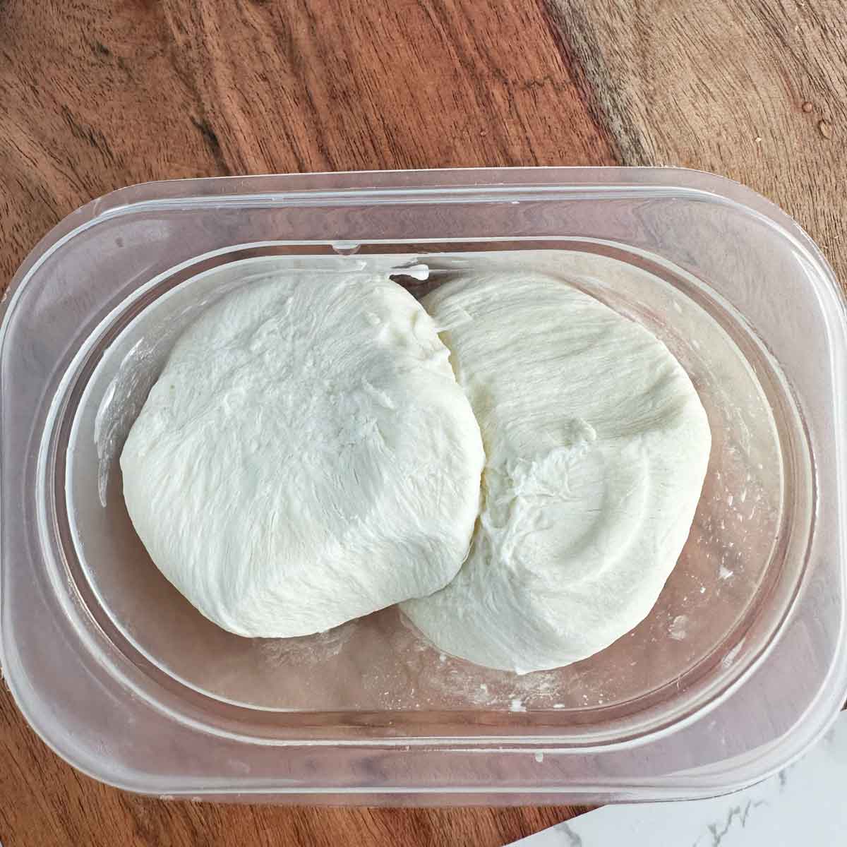 defrosted burrata cheese.