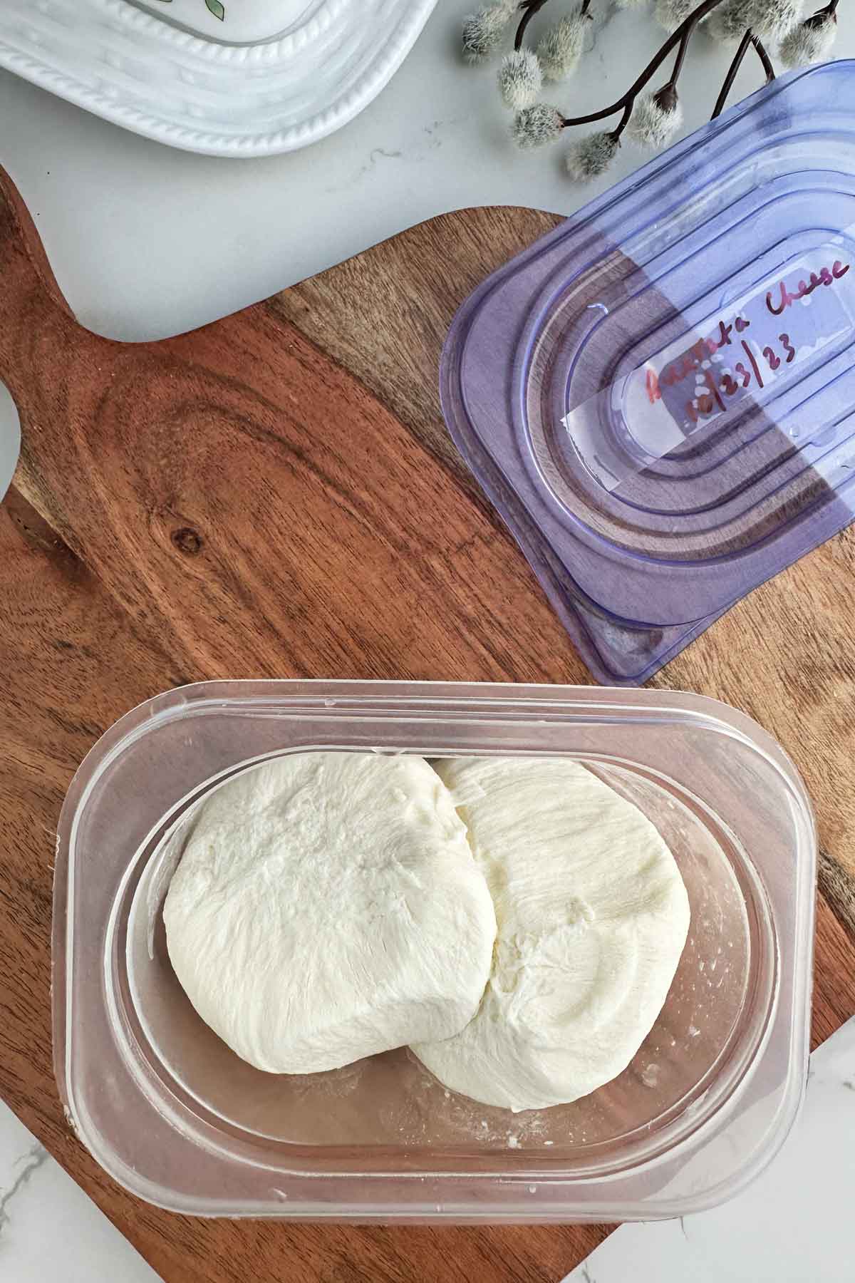 defrosted burrata cheese.