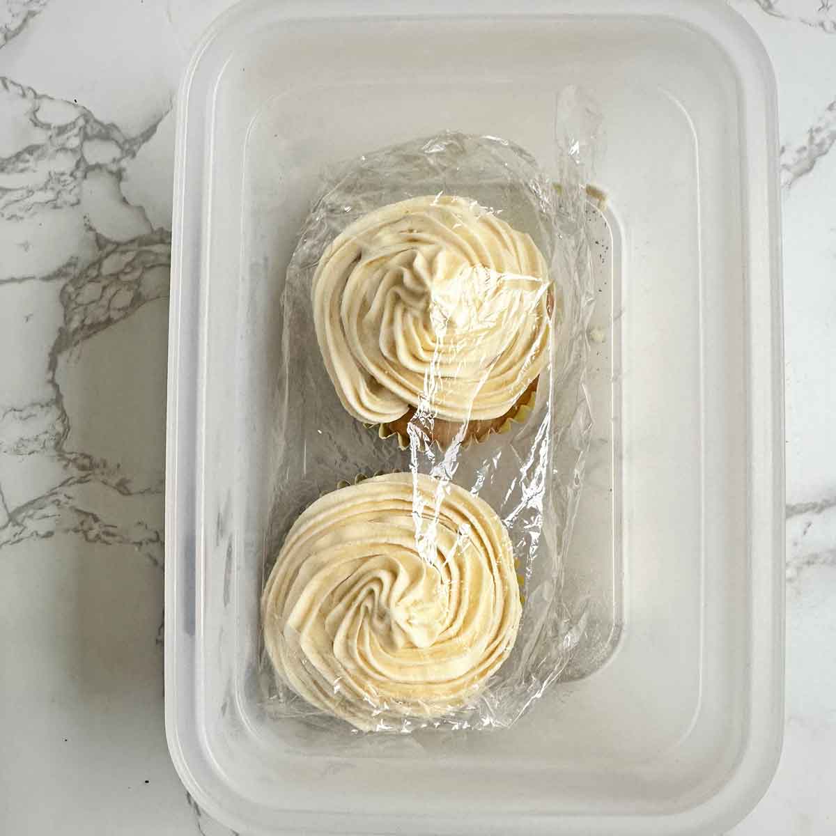 cover cupcakes with cling wrap before freezing.