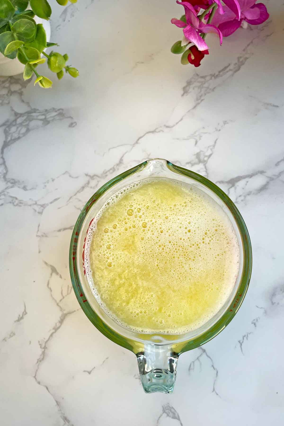lemon juice in a cup.
